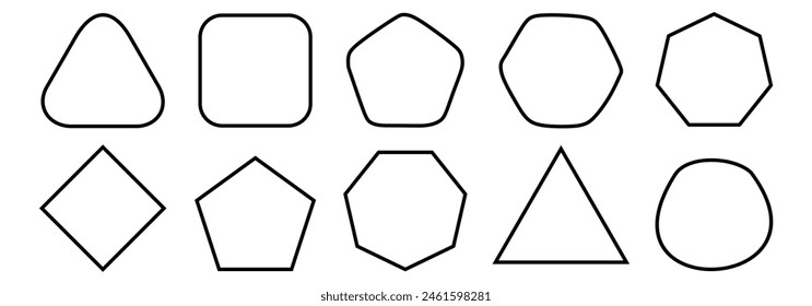 Rounded edge pentagon, hexagon, octagon icon. Vector geometry rounded corner polygon.