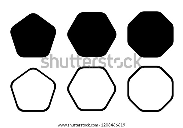丸みを帯びた五角形 六角形 八角形のアイコン ベクトルジオメトリの丸みを帯びたコーナーポリゴン のベクター画像素材 ロイヤリティフリー