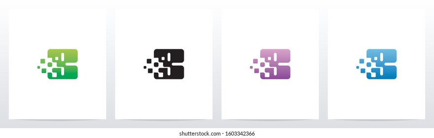 Rounded Edge Pixel Eroded Letter Logo Design B