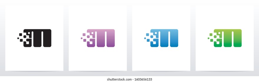 Rounded Edge Pixel Eroded Letter Logo Design M