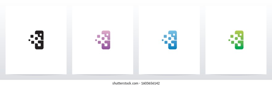 Rounded Edge Pixel Eroded Letter Logo Design I