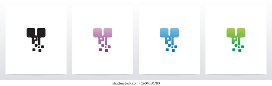 Rounded Edge Pixel Eroded Letter Logo Design Y