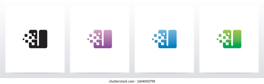 Rounded Edge Pixel Eroded Letter Logo Design U