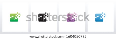 Rounded Edge Pixel Eroded Letter Logo Design Z