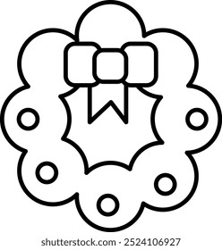 Rounded Editable stroke Christmas Wreath Icon
