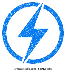 Rounded Electricity rubber seal stamp watermark. Icon symbol inside circle with grunge design and scratched texture. Unclean vector blue sticker.