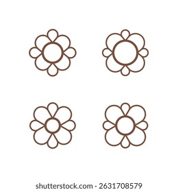 Rounded emblem. Set of 4 geometric shape. Modern linear design print.
