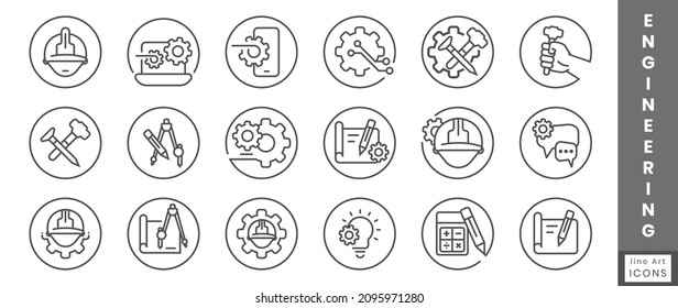 Rounded a engineering flat icon for application or websites