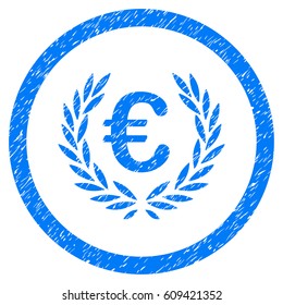 Rounded Euro Glory rubber seal stamp watermark. Icon symbol inside circle with grunge design and scratched texture. Unclean vector blue emblem.