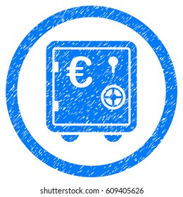 Rounded Euro Safe rubber seal stamp watermark. Icon symbol inside circle with grunge design and unclean texture. Unclean vector blue sticker.