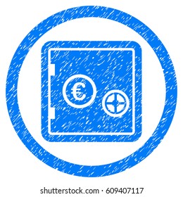 Rounded Euro Safe rubber seal stamp watermark. Icon symbol inside circle with grunge design and dirty texture. Unclean vector blue sticker.
