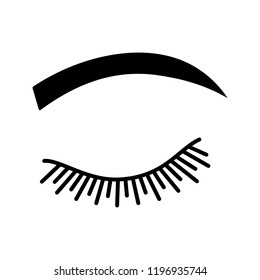 Rounded eyebrow shape glyph icon. Silhouette symbol. Arched eyebrows. Brows shaping by tattooing. Closed woman eye. Negative space. Vector isolated illustration