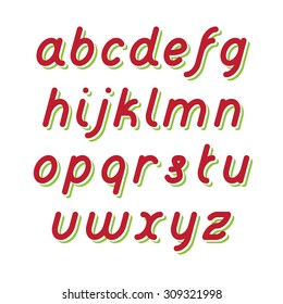 Tipo de letra rojo de línea de grasa redondeada con sombra verde