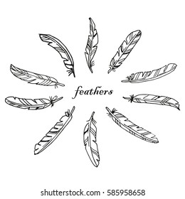 Rounded feather vector tattoo design