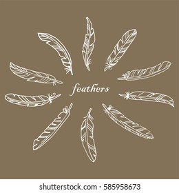 Rounded feather vector tattoo design
