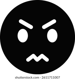 Rounded Filled Angry Emoticon Icon