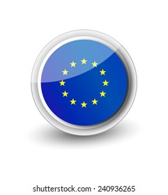 Rounded flag icon of EU isolated on white