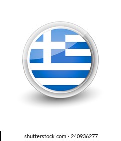 Rounded flag icon of Greece isolated on white
