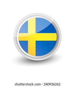 Rounded flag icon of Sweden isolated on white