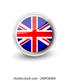 Rounded flag icon of UK isolated on white