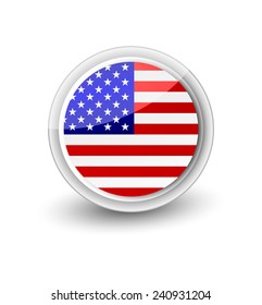 Rounded flag icon of the USA isolated on white.
