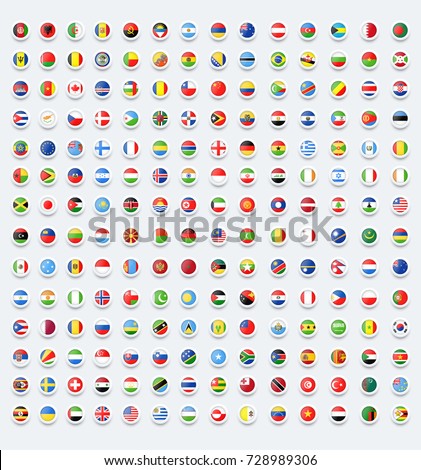 Rounded flags button. Country flags.