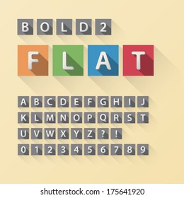 Rounded Flat Font and Numbers in Square, Eps 10 Vector, Editable for any Background, No Clipping Mask