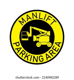 Rounded Floor Sticker For Aerial Manlift Parking Area Safety Signage. Industrial And Manufacture Graphic Resources