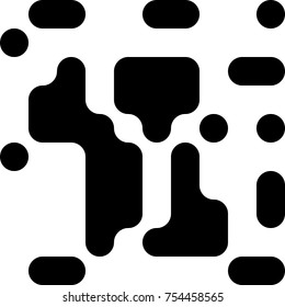 Rounded Flow Squares, Pixelated Effect Background, 8 Bit Pixel Art Design Element, Digital Camouflage, QR Code Sign, Rounded Rectangle Pixels
