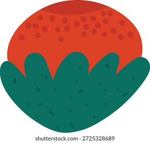 Broto floral arredondado com pétala pontilhada e pétala lisa, contorno de desenho animado arrojado e formas limpas. Símbolo de crescimento, flor, potencial, renovação, começo, energia da natureza. Ilustração de vetor de desenhos animados.