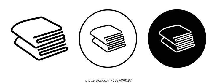 Rounded the folded bath towels icon set. small baby towel vector symbol in black filled and outlined style.