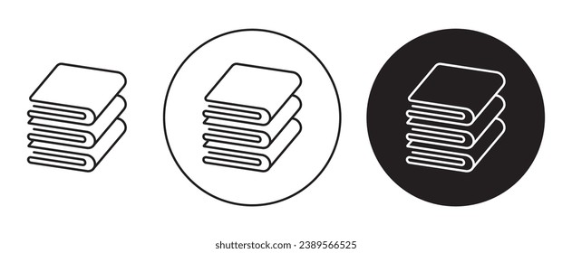 Rounded the folded bath towels vector illustration set. Small baby towel icon in black color.
