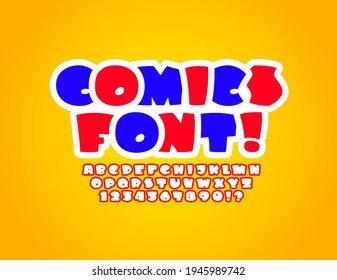 Rounded Font in the comics style, trendy cartoon alphabet, bold letters (A, B, C, D, E, F, G, H, I, J, K, L, M, N, O, P, Q, R, S, T, U, V, W, X, Y, Z and numbers (0, 1, 2, 3, 4, 5, 6, 7, 8, 9), vector