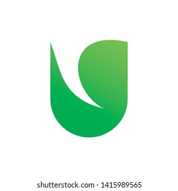 rounded font u leaf logo design