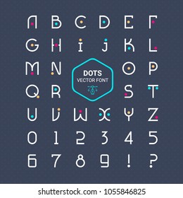 Rounded font. Vector alphabet with dots effect letters.
