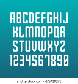 Rounded font. Vector alphabet with latin letters and numbers (7)