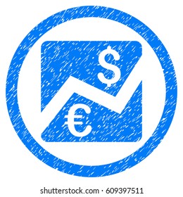 Rounded Forex Chart rubber seal stamp watermark. Icon symbol inside circle with grunge design and unclean texture. Unclean vector blue sign.
