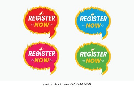 Rounded four Colorful register now Modern Vector Illustration