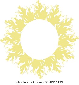  Rounded frame with elements of fantastic vegetation. Vector. Ability to change to any size without loss of quality.