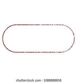 Rounded frame grunge textured template. Vector draft element with grainy design and unclean texture in red color. Designed for overlay watermarks and rubber seal imitations.