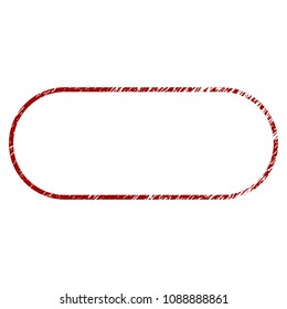 Rounded frame grunge textured template. Vector draft element with grainy design and distressed texture in red color. Designed for overlay watermarks and rubber seal imitations.