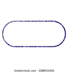 Rounded frame grunge textured template. Vector draft element with grainy design and dirty texture in blue color. Designed for overlay watermarks and rubber seal imitations.
