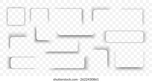 Rounded Frame Set with Soft Shadow Effect on Transparent Background, Perfect for Web Design, Banners, and Social Media Graphics. Modern Minimalist Style. Vector Illustration.