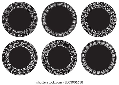Rounded frame set in the style of Art Nouveau. Vector illustration.
