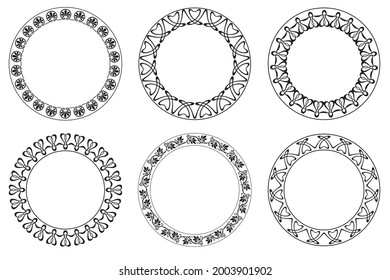 Rounded frame set in the style of Art Nouveau. Vector illustration.
