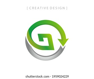 Rounded G logo. Abstract Circle G Letter eco nature logo template vector logo design.