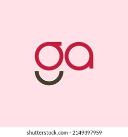 Rounded GA monogram vector logo within pink background. Colorful logo. Suitable for product, brand, company, and organization.