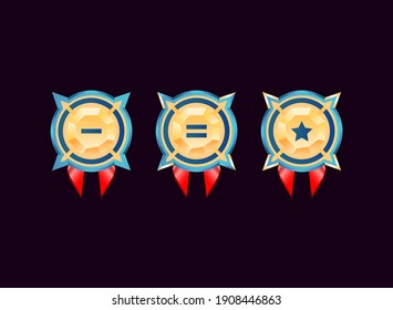 rounded game ui glossy golden diamond rank badge medals