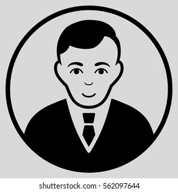 Rounded Gentleman vector icon. Flat black symbol. Pictogram is isolated on a light gray background. Designed for web and software interfaces.
