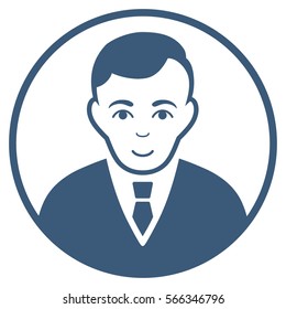 Rounded Gentleman vector icon. Flat blue symbol. Pictogram is isolated on a white background. Designed for web and software interfaces.